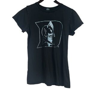 Black Graphic T-Shirt with Silver Duke University Blue Devils Logo